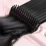 Cordless Hair Straightener Brush Mini Anion Hot Straightener Comb with LED Display Grey