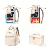 2-in-1 Laptop Backpack with Insulated Lunch Bag Work Backpack for 15.6 Inch Laptop Beige