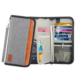 RFID Blocking Passport ID Card Holder Zipper Travel Wallet Grey