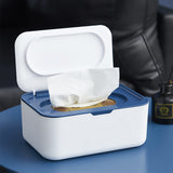 Refillable Wipes Dispenser Tissue Storage Case with Lid Blue