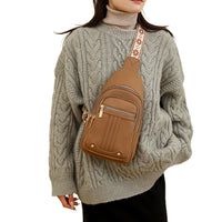 Women Sling Backpack Anti Theft Crossbody Bags with Adjustable Strap 5 Compartments Khaki