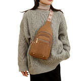 Women Sling Backpack Anti Theft Crossbody Bags with Adjustable Strap 5 Compartments Khaki