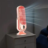 Wireless Cooling Table Fan Portable Tower Fan 5 Speed 720 Degree Oscillation Pink