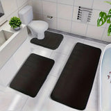 3 Pieces Set Water Absorption Bathroom Floor Mats Non-Slip Bath Mats Black