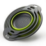 3Pcs Set Foldable Colanders for Vegetables Fruit Draining Baskets with Base Green