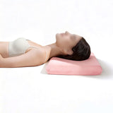 Soft Cooling Memory Foam Pillow Ultra Thin for Travel Home Office Light Pink