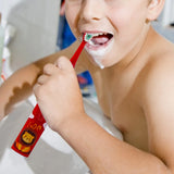 Cartoon Electric Toothbrush Rechargeable Speed Control Toothbrush with 6 Replacement Heads Red