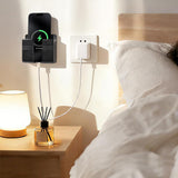 2 Pack Wall Mount Phone Holder No-Drill Phone Space-Saving Stand with Adhesive Backing for Home Dorm Apartment RV Black