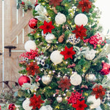 24Pcs Artificial Flowers Christmas Tree Ornaments for Wreath Fireplace Stairs Decor Red