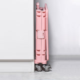65L Folding Utility Cart Portable Rolling Crate Handcart Shopping Trolley with Lid Pink