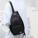 Water-resistant Travel Chest Pack Outdoor Shoulder Sling Bag Crossbody Bag with Earphone Hole Black