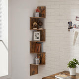 5 Tier Corner Zigzag DVD CD Storage Shelf Wall Mount Display Rack Brown