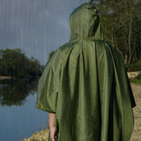 3-in-1 Hooded Rain Poncho for Adult with Pocket, Waterproof Lightweight Army Green