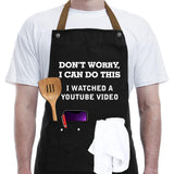 3 Pockets Cooking Apron Kitchen Letters Printed Adjustable Apron Style 2
