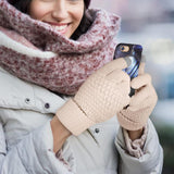 Pair of Winter Thermal Warm Gloves Touchscreen Sports Knit Gloves Beige