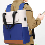 2-in-1 Laptop Tote Backpack Convertible Daypack with USB Charging Port for Work Travel Blue