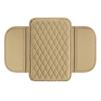 PU Leather Car Center Console Cover with 2 Storage Pocket Car Arm Rest Cover Car Interior Accessories Beige
