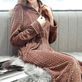 Unisex Bathrobe for Womens Flannel Fleece Robes Winter Warm Housecoat Nightgown Sleepwear Coffee