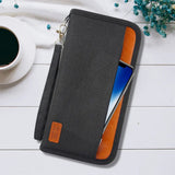 RFID Blocking Passport ID Card Holder Zipper Travel Wallet Black