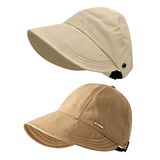 2PCS Wide Brim Quick Dry Foldable Sun Hat with Ponytail Opening and Hook