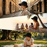 Wide Brim Sun Hat for Women Sun Hat with Ponytail Opening Foldable Adjustable Outdoor Hat for Beach Hiking Travel Black
