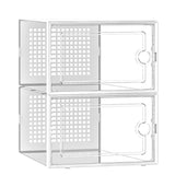 2 Pcs Shoe Storage Boxes Organizers Clear Plastic Stackable for Entryway Closet White