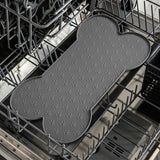 Dog Food Mats for Floors Waterproof Silicone Dog Bowl Mat with Raised Edge Grey