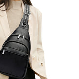Women Crossbody Bag PU Leather Sling Bag Small Chest Bag Shoulder Pack Black