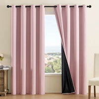 100% Blackout Curtain Panel with Black Liner – Heat & Light Blocking Pink