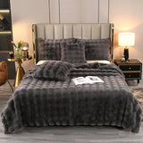 Soft Faux Fur Throw Blanket Decorative Cozy Blanket Reversible Puffy Winter Warm Blanket Dark Gray