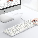 Foldable Bluetooth Keyboard Wireless Portable Keyboard Rechargeable for Laptop Tablet Smartphone Device Silver