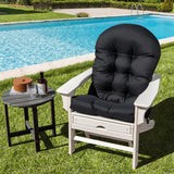 Patio Adirondack Chair Cushion High Back Rocking Chair Seat Pad with Ties Black