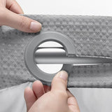 No Hook Shower Curtain with Snap in Fabric Liner Set Waffle Textured Shower Curtain for Bathroom Gray