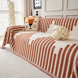 Reversible Sofa Couch Cover Boho Chenille Blanket Orange