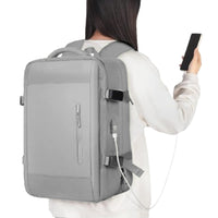Expandable Travel Backpack Large Water-Resistant Carry on Backpack with Shoe Compartment Gray