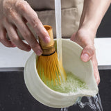 5-Piece Set Traditional Matcha Tea Tools Bamboo Whisk Ceramic Bowl Accessories for Matcha Brewing White