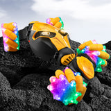 4WD Gesture Sensing RC Stunt Car with Drift Lights & Music Hand-Controlled Toy Yellow
