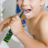 Cartoon Electric Toothbrush Rechargeable Speed Control Toothbrush with 6 Replacement Heads Green