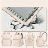 2-in-1 Laptop Backpack with Insulated Lunch Bag Work Backpack for 15.6 Inch Laptop Beige