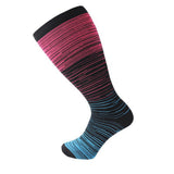 3 Pairs Plus Size Compression Socks for Women Men Knee High Stripes