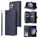 Leather Wallet Flip Case Compatible With Samsung S26 Series Blue