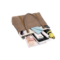 Women Tote Bag for Work Travel Canvas Laptop Handbag Shoulder Bag Brown