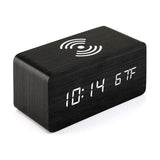Dimmable Digital Alarm Clock with Wireless Charger Station for Home Office Black