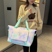Trendy Gradient Duffle Bag Expandable Overnight Bag Foldable Carry On Bag with Dry Wet Separation Pocket Green