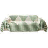 Reversible Sofa Couch Cover Boho Chenille Blanket Green