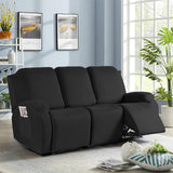 Full Wrapped Stretch Recliner Chair Cover Elastic Recliner Sofa Slipcover Black