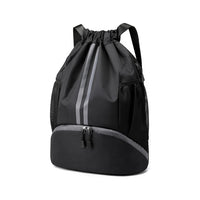 Water Resistant Drawstring Backpack Sports Gym Sackpack with Shoe Compartment Black