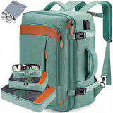 Travel Laptop Backpack Carry on Luggage Bag with 3 Packing Cubes and Shoe Bag Green