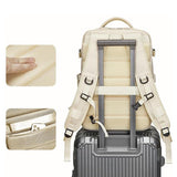 Expandable Travel Backpack Large Water-Resistant Carry on Backpack with Shoe Compartment Beige