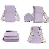 PU Leather Cell Phone Purse Women Small Crossbody Bags Cellphone Wallet Purple